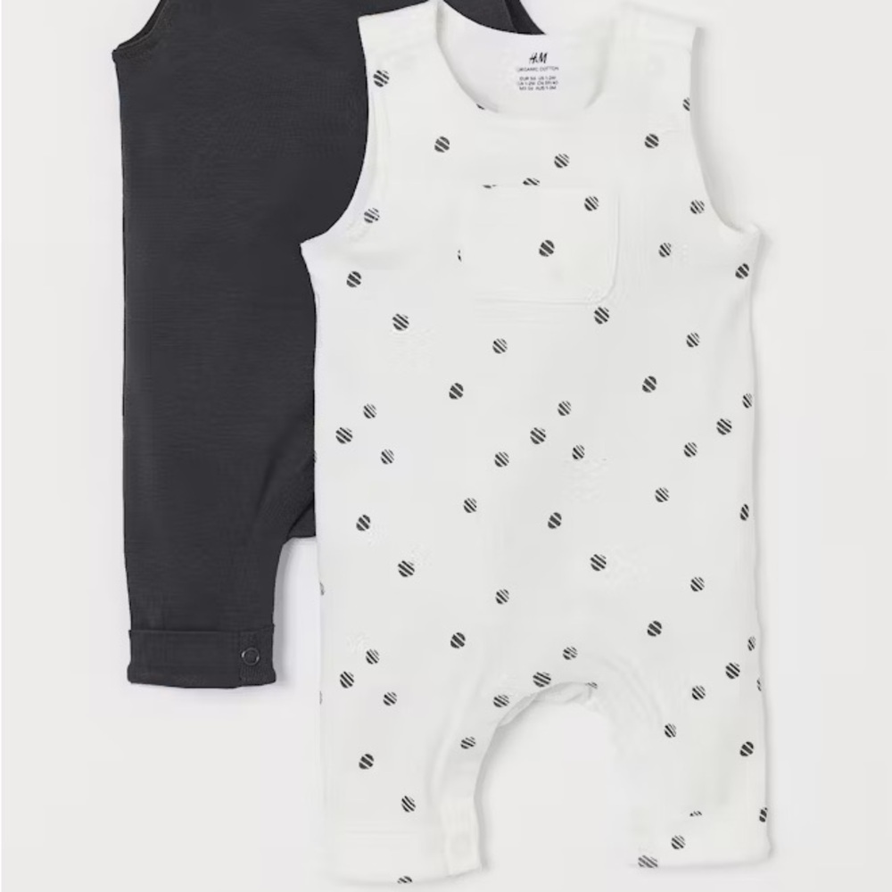 H&M romper sleeveless polka dot white 6/9m organic cotton